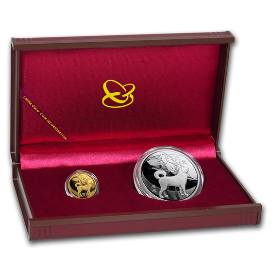 2018 China 2-Coin Year of the Dog Proof Set (w/Box & COA) 2018 China 2-Coin Year of the Dog Proof Set (w/Box & COA)